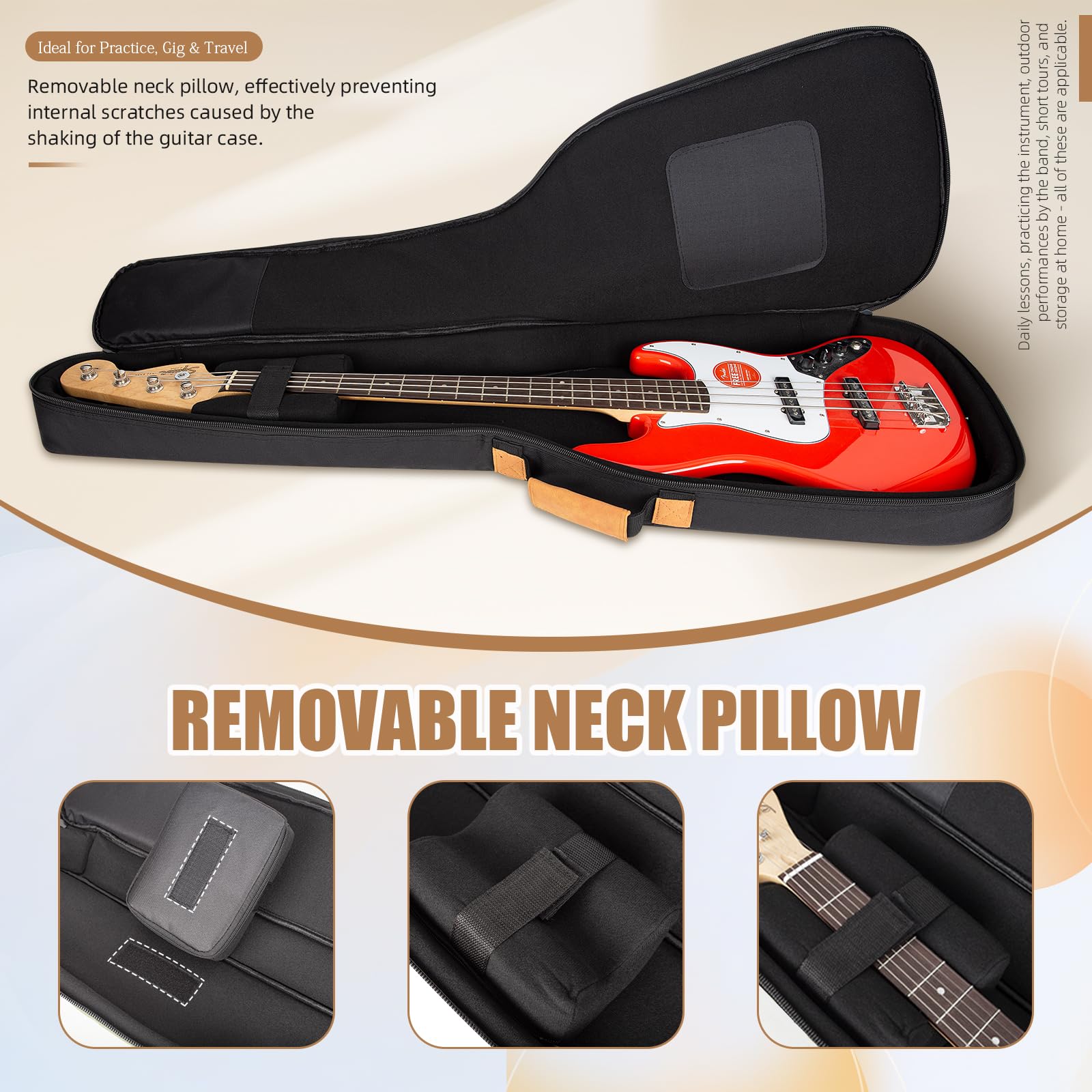 Gitarrentasche aus Leder, 104,1 cm, gepolstert, wasserdicht, für 99 cm (39 Zoll) Gitarre, Schwarz
