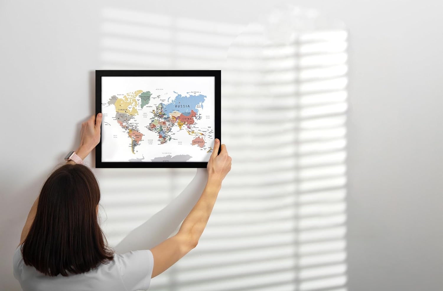 flinelife World Map Pin Board,16X12, World Travel Map With Pins, Perfect For Couples or Retirement Gift