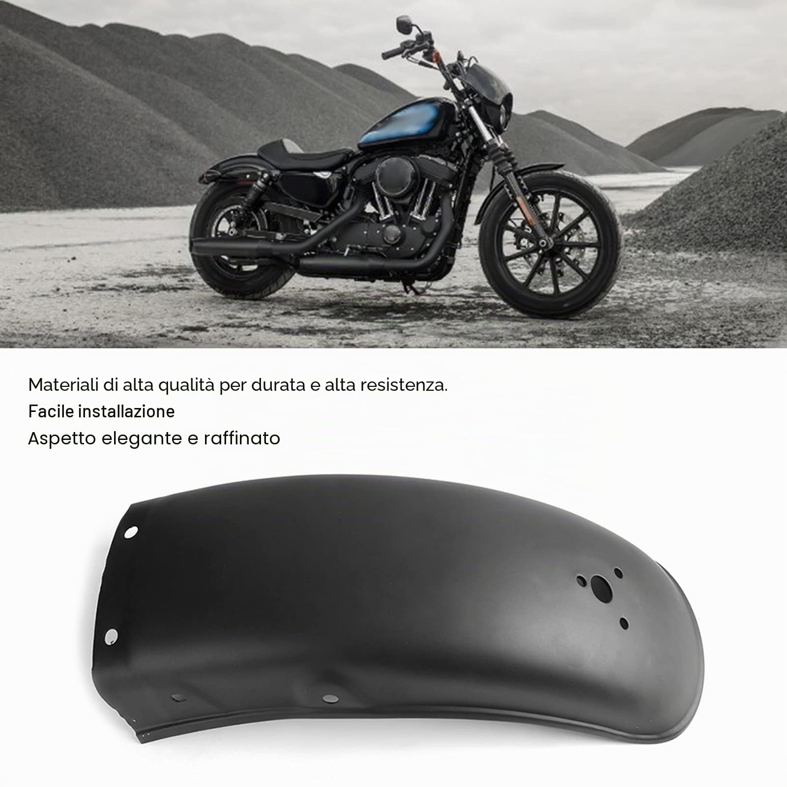 Tbest Parafango posteriore in metallo per moto, universale, nero, metallo, parafango posteriore