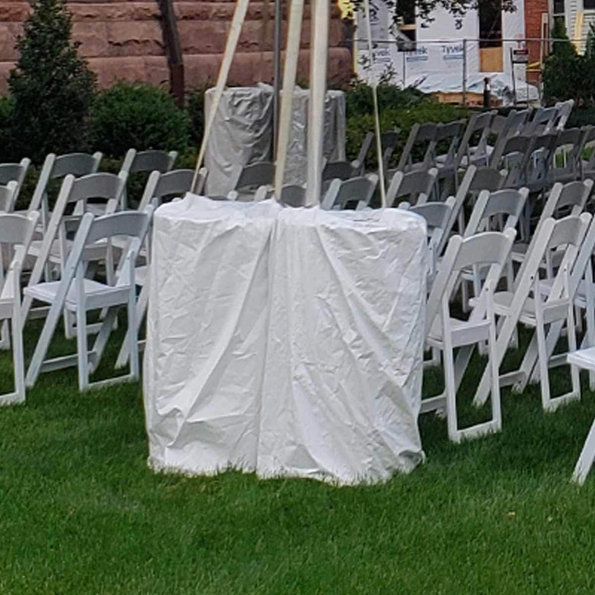 55 Gallon Rain Barrel Cover, White Vinyl, Waterproof Drum Protector with Hook and Loop Closure, for Canopy Tent Weights and Outdoor Storage 24 x 36 Inch, Fits Most 55 Gallon Drums