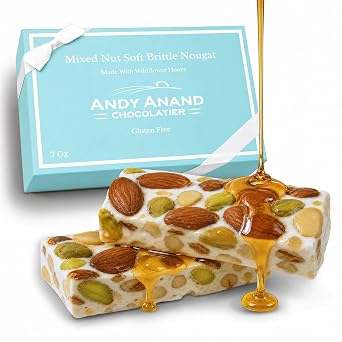 ANDY ANAND Roasted Pistachios Soft Nougat Brittle, 7 Oz