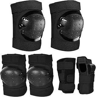 Conjunto de proteção 6 em 1 para crianças, joelheiras e punhos ajustáveis, equipamento de segurança para patines, skateboard, skate, skate, bicicleta, ideal para meninos e meninas
