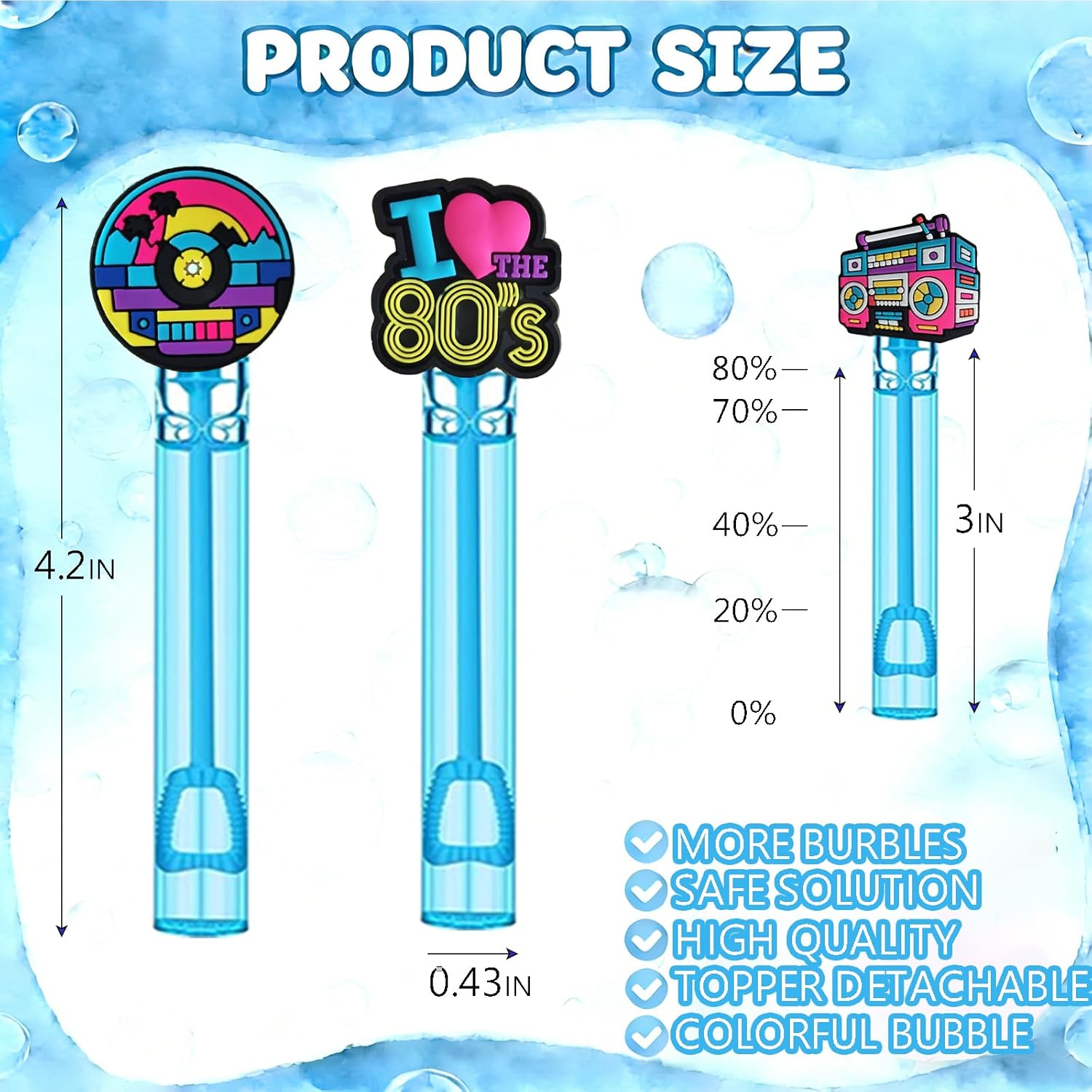 24Pack 80s RetroThemed Bubble WandsDecor Party Favors, Goo