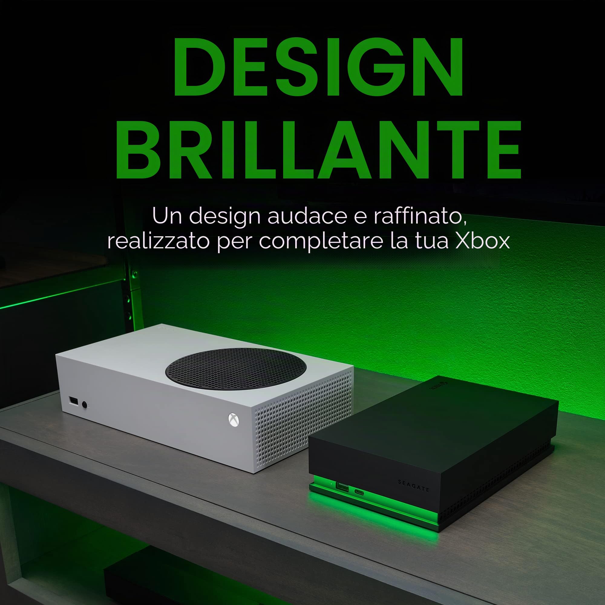 Seagate Game Drive Hub, 8TB, External Hard Drive Desktop, USB 3.2 Gen 1, Dual USB-C and USB-A ports, Xbox Certified, with RGB LED lighting, (STKW8000400), HUB Black w. LED