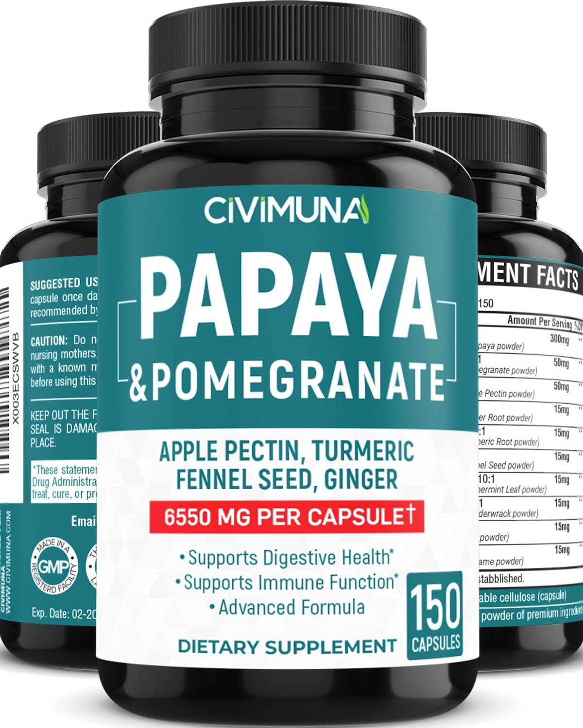 CIVIMUNA Papaya Extract Capsules 6550mg 150 Capsules