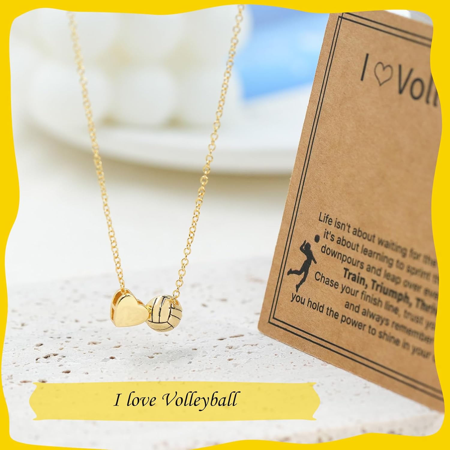 Softball Volleyball Football Necklace for Women 17+2 Inches Adjustable Sports Jewelry Gift for Players Team Mom Fans with Heart Charm Sweat Resistant Coating - Image 7