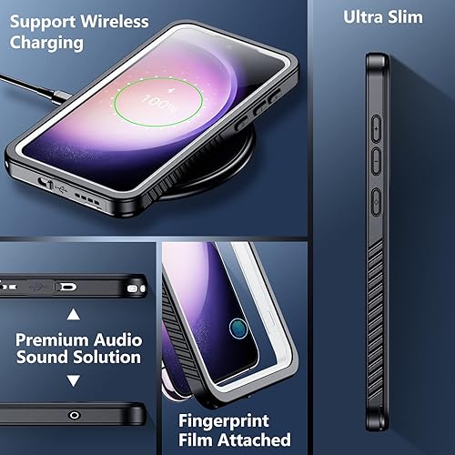 Miniatura 3 de SPIDERCASE Diseñada para Samsung Galaxy S23, protector de pantalla integrado impermeable 12 pies a prueba de golpes militar IP68 impermeable de