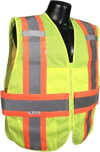 Vista 18 de Radians SV55 Clase 2 Chaleco de ingeniería de dos tonos de tejido pesado con cuello acolchado para soportar peso extra en bolsillos de carga