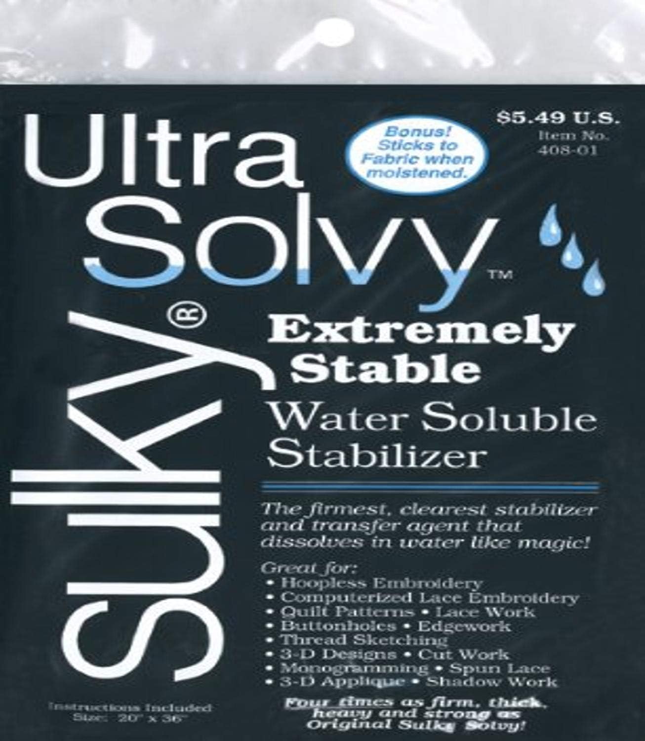 19 1/2 x 36-inch Heavy Weight Ultra Solvy Water Soluble Stabilizer