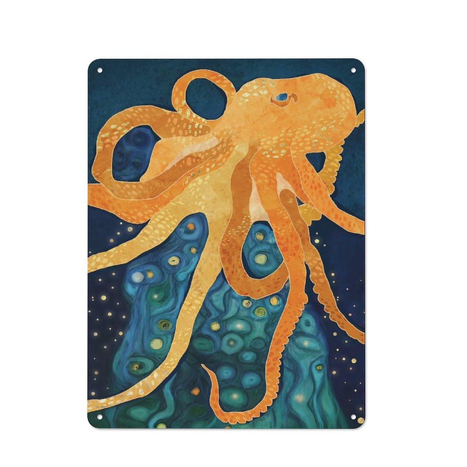 Octopus Dream Industrial Metal Wall Decor 40x30cm, Tin Sign for Workshop, Basement, Shed Or Games Room