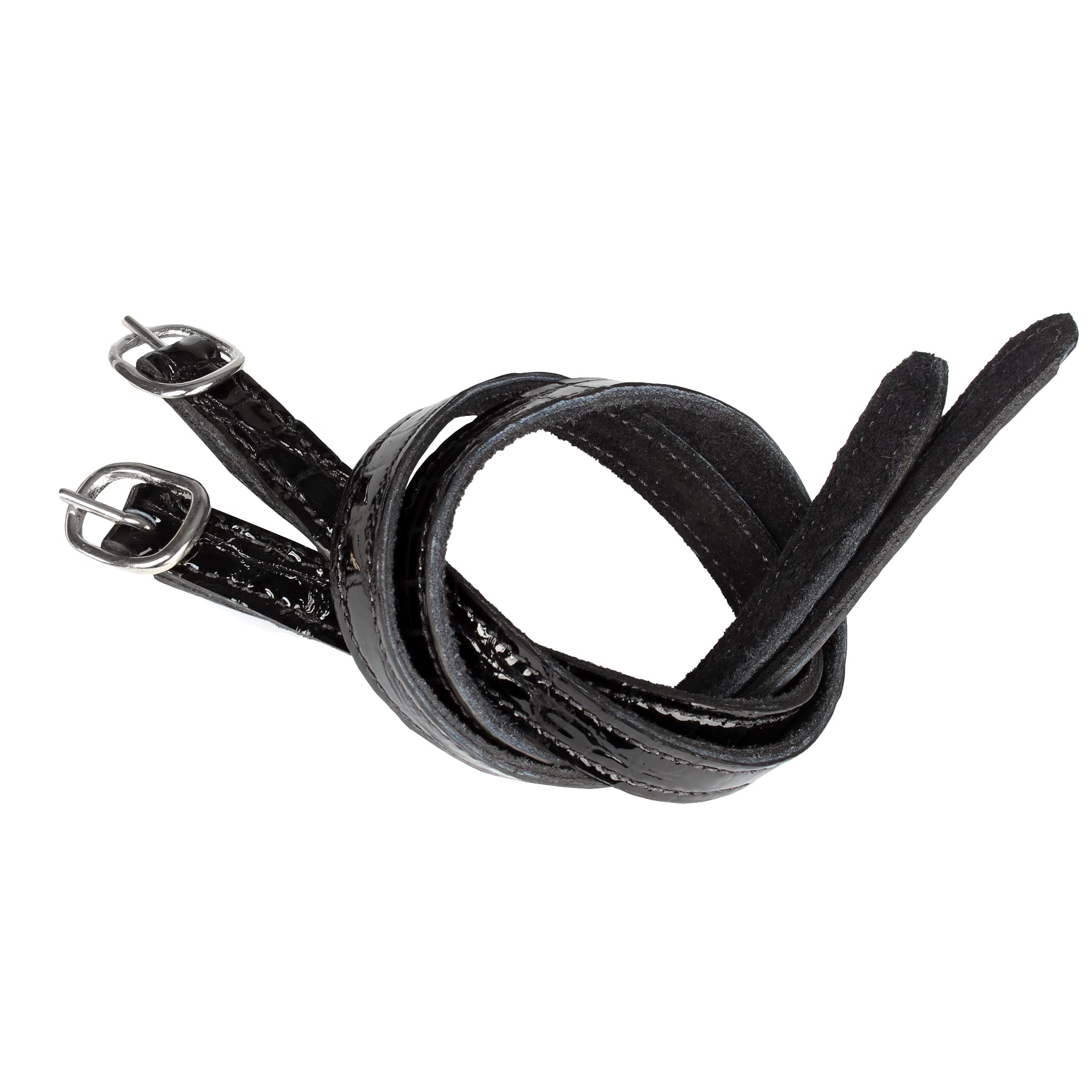 HORKA Spur Straps Patent Croco Letaher By Pair - Spurs_0-BLACK/SILVER