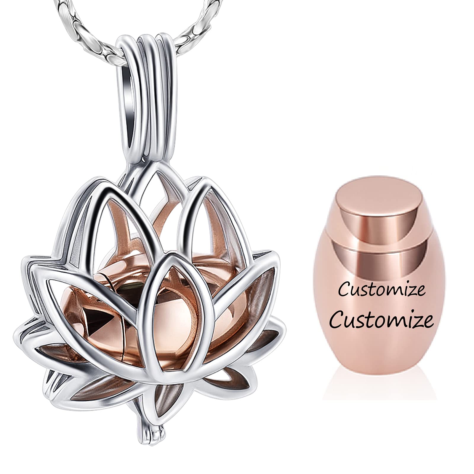 Imrsanl Cremation Jewelry for Ashes - Lotus Flower Ashes Pendant Necklace with Mini Keepsake Urn Memorial Ash Jewelry
