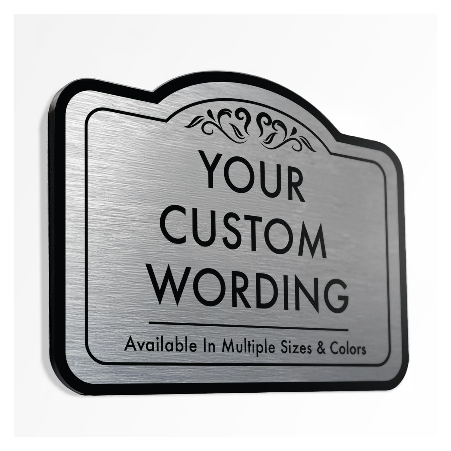 Custom Decorative Outdoor Metal Sign - Personalized Aluminum Driveway Sign, Waterproof, Made in USA - Design 1 Metallic Silver 8x8 In