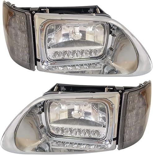 NIUPARTS Faro delantero con reflector LED blanco y lámpara de esquina LED, lado del conductor y pasajero (se adapta a camiones International 9200