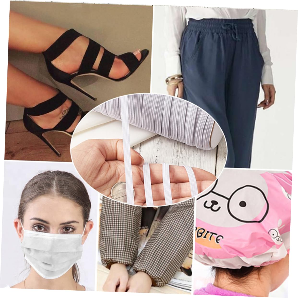 EXCEART 1rotolo Nastro Elastico Piatto Bianco Cinghia Fissaggio per Abbigliamento Accessori Cucito e Decorazioni Fai Te Materiale Resistente per