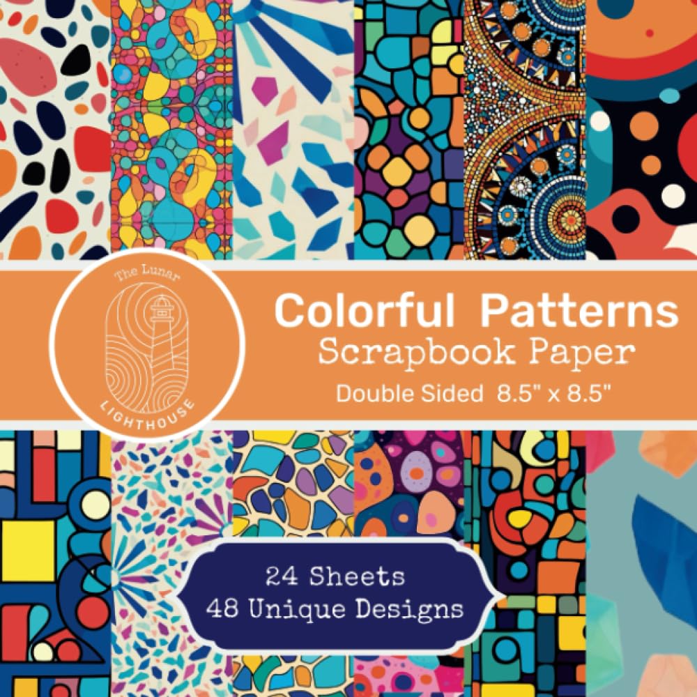 Colorful Patterns Scrapbook Paper Pad: Square Scrapbooking and Patterned Papers with Bold, Vibrant Colors and Tile Based Design for Junk Journals, Background Papers, Origami and Paper Crafts-image-32