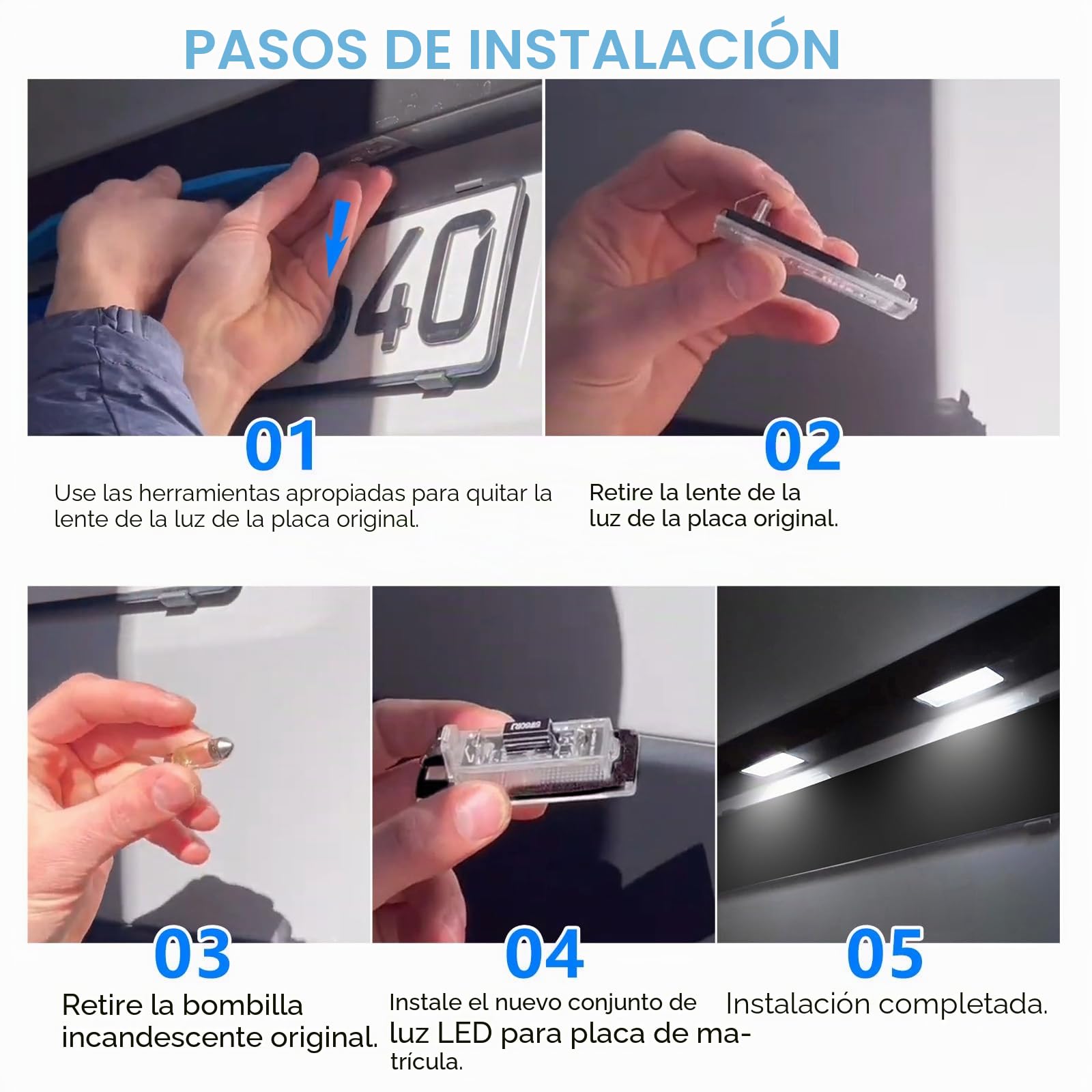 Luz LED trasera para matrícula compatible con Fiat Ducato Bus Kasten para Peugeot Boxer Bus Kasten para Citroen Jumper Bus Kasten 2006-2019