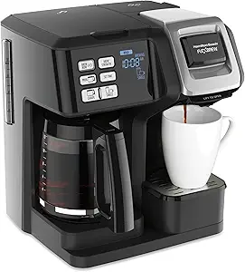 Hamilton Beach FlexBrew Trio 2-Way Coffee Maker, Compatible with K-Cup Pods or Grounds, Combo, Single Serve & Full 12c Pot, Black