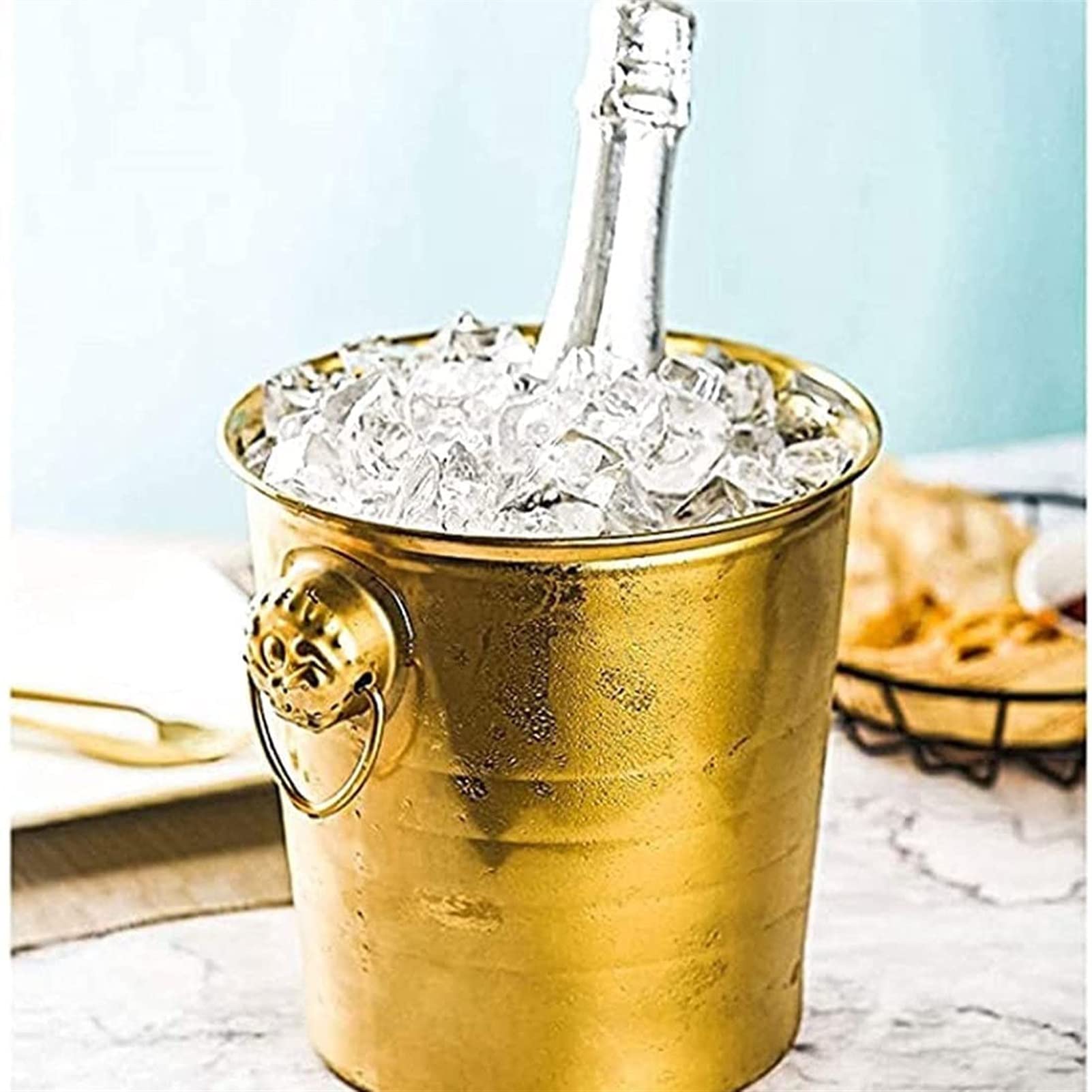 Cubo, Cubo de Hielo con Aislamiento térmico de Doble Capa de Acero Inoxidable, Cubo de Hielo Grueso, Incluye Cubo de Hielo, Pinzas, Tapa, Almacenamiento en frío de Larga duración para Vino,