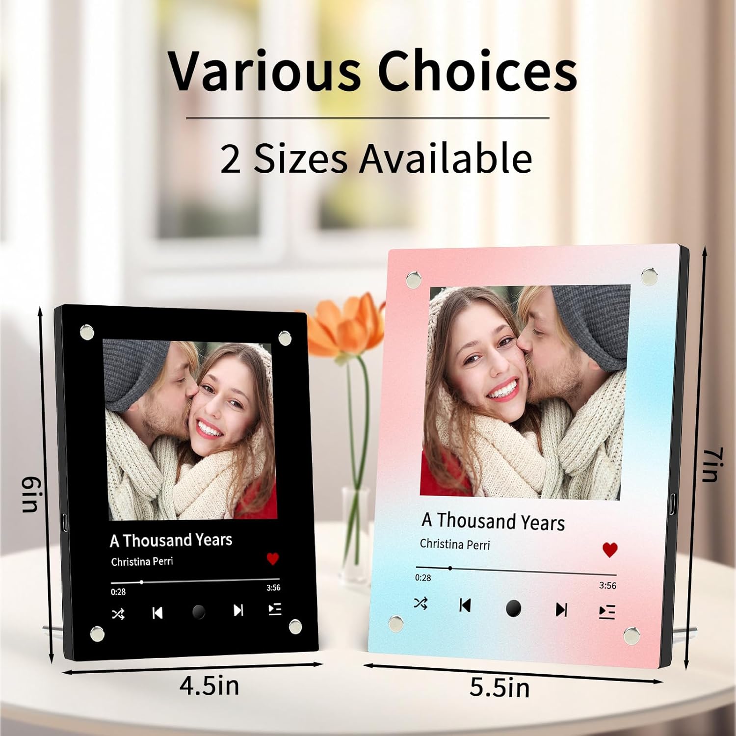 Personalized Music Photo Frame with Built-in Player,Custom Music Frame for Women Men,Customized Spotify Plaque with Picture,Anniversary Birthday Gifts for Boyfiend Girlfriend Couple