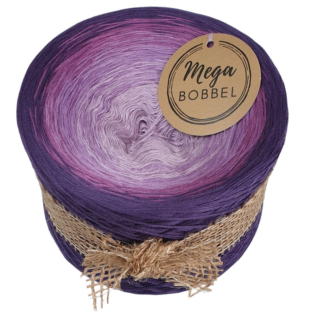 MegaBobbel*Lavendelblüten*A398* (Außenfarbe: Lila) Farbverlaufsgarn - Lace Garn Bobbel Wolle zum Häkeln & Stricken (4 fädig, 3750m)