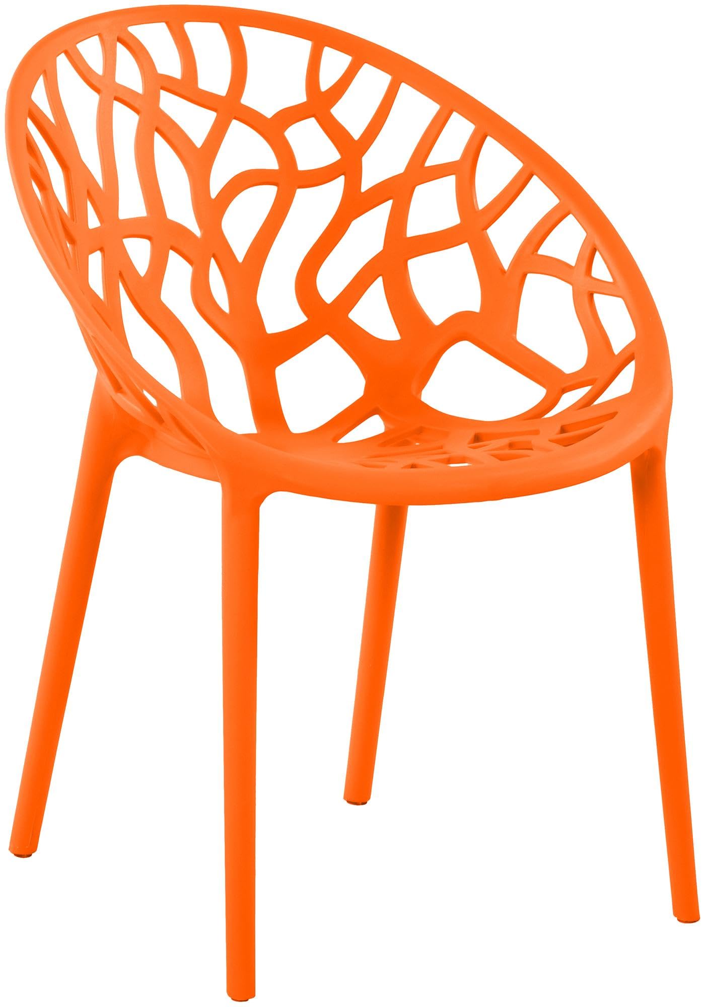 CLP Gartenstuhl stapelbar wetterfest Hope, Gartensessel mit Lehne UV-beständig, Outdoorstuhl aus Kunststoff bis 150 kg belastbar Farbe orange