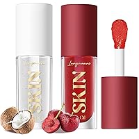Vista 16 de LANGMANNI Aceite de labios, bálsamo labial brillo no pegajoso, cuidado labial, aceite labial con sabor a fruta para labios secos hidratantes