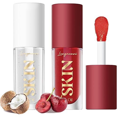 Miniatura 22 de LANGMANNI Aceite de labios, bálsamo labial brillo no pegajoso, cuidado labial, aceite labial con sabor a fruta para labios secos hidratantes