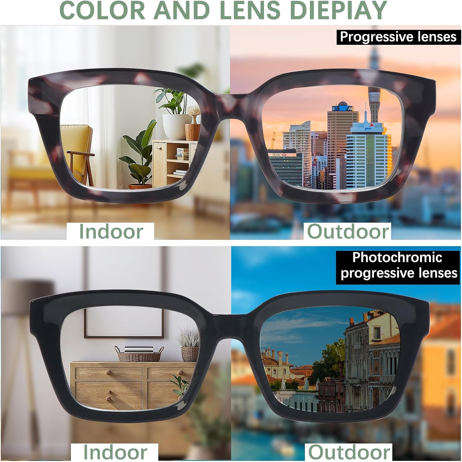 Progressive Multifocus Reading Glasses for Women Blue Light Blocking, Photochromic Multifocal Reading Sunglasses - Image 4