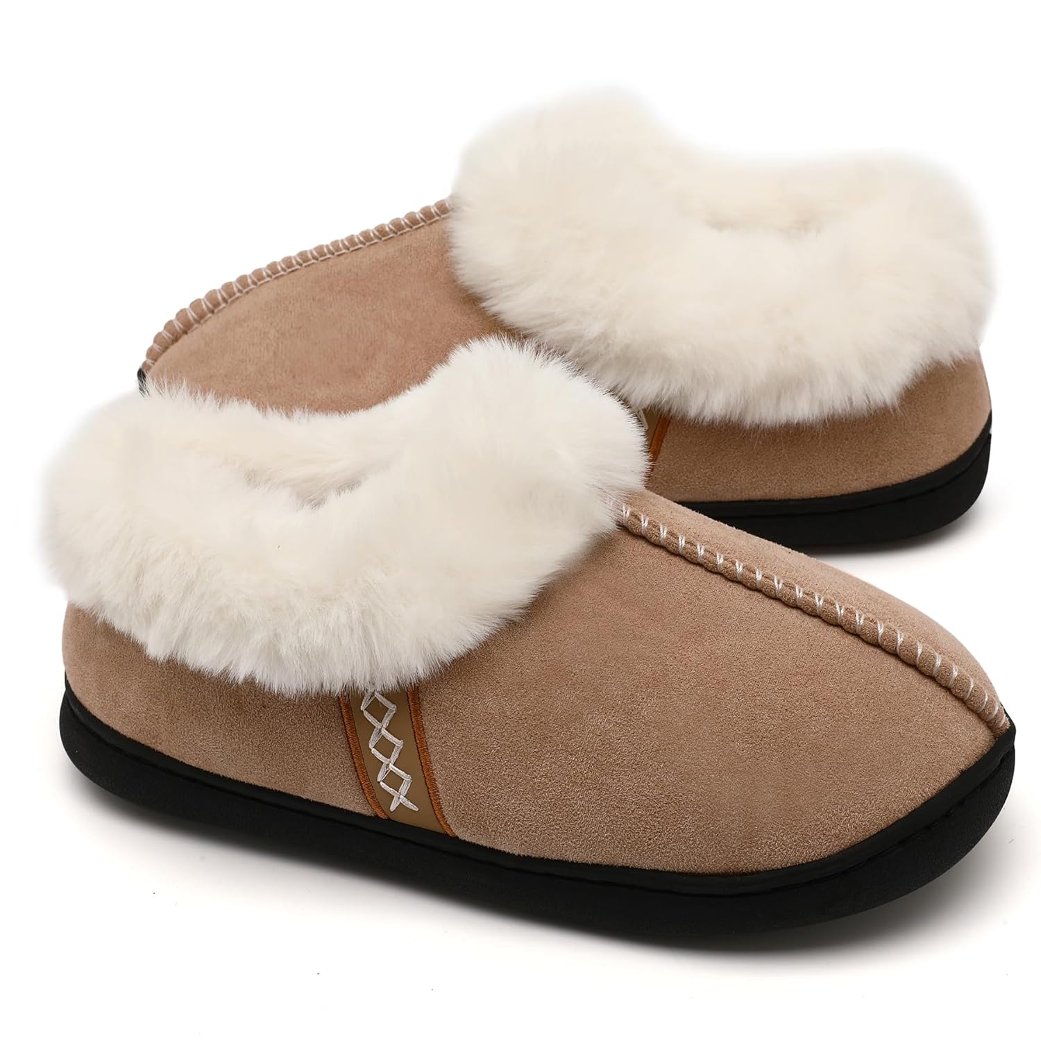 House Slippers for Woman Men womens slippers on Fuzzy House Shoes Memory Foam with Fuzzy Faux Fur Comfortable