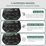 2 Pack Motion Sensor, 180-Degree Replacement Motion Detector, Adjustable Time & Detection Sensitiity Up to 60 Feet Range, 3 Working Modes Pir Motion Sensor for Security Floodlight, Black, UL Listed