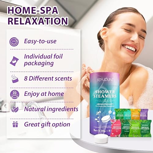 Miniatura 5 de Vaporizadores de ducha para aromaterapia, paquete variado de 8 bombas de ducha con aceites esenciales