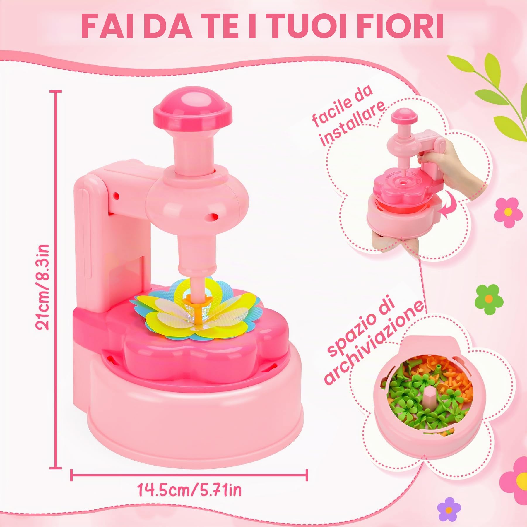 CSYY Il Laboratorio dei Fiori, 237 Kit Artigianale con Macchina per la Produzione di Flower Bambini per Bambina 4 5 6 7 8+ Anni Vaso Cestino Campo Fiorito Idea Regalo Compleanno e Natale