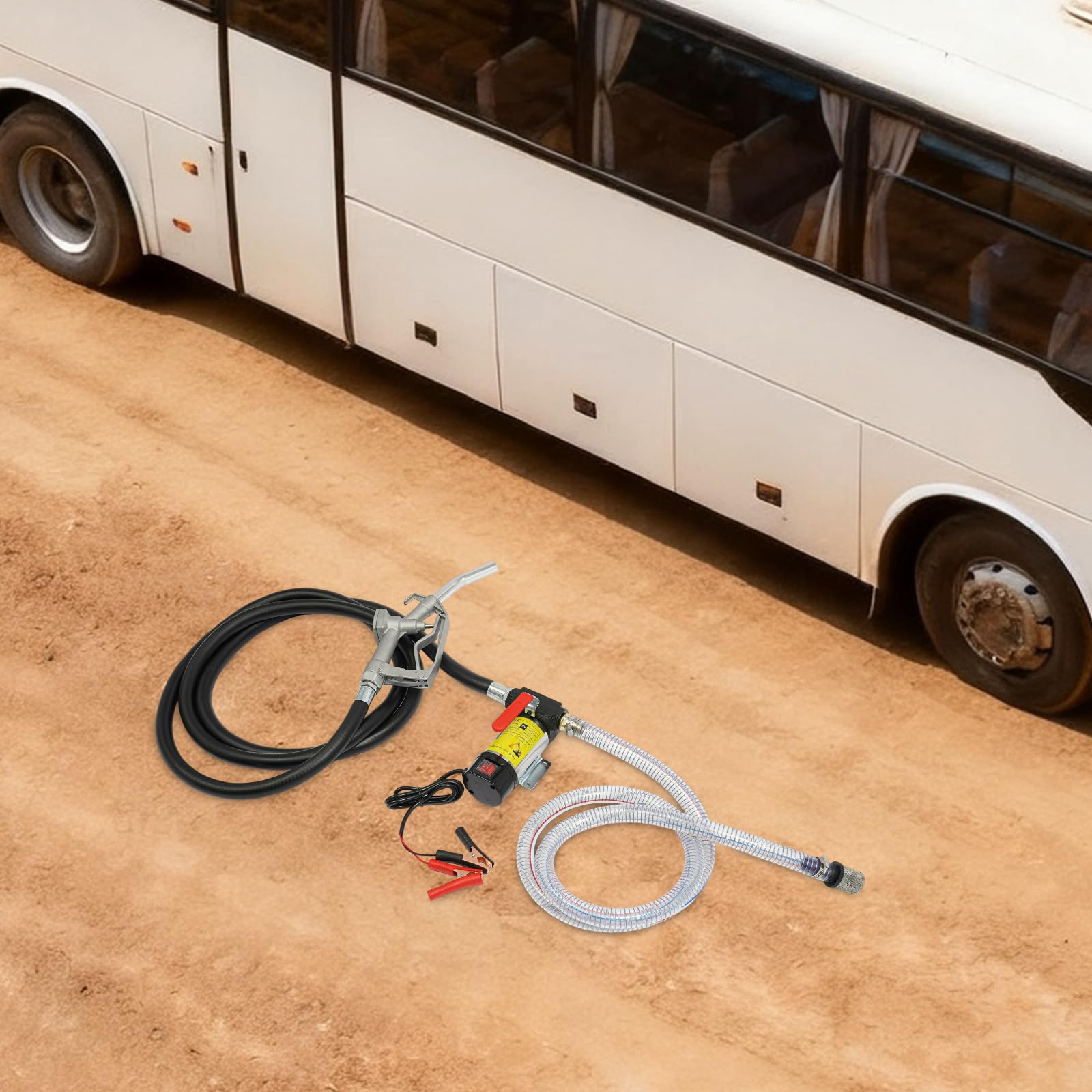Bomba de diesel eléctrica de 12 V 200 W, bomba de gasóleo auto-Afragante 45 l/min, bomba de transferencia de combustible con filtro y pistola, para camiones vehículos utilitarios y maquinaria agrícola