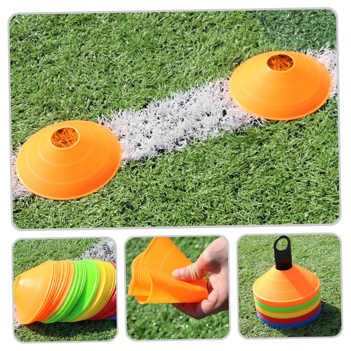 Mikikit 1 Juego Conjunto de Conos de Fútbol Brillantes con Soporte Metálico y Bolsa para Entrenamiento Deportivo y Agilidad Equipamiento de Entrenamiento de Fútbol
