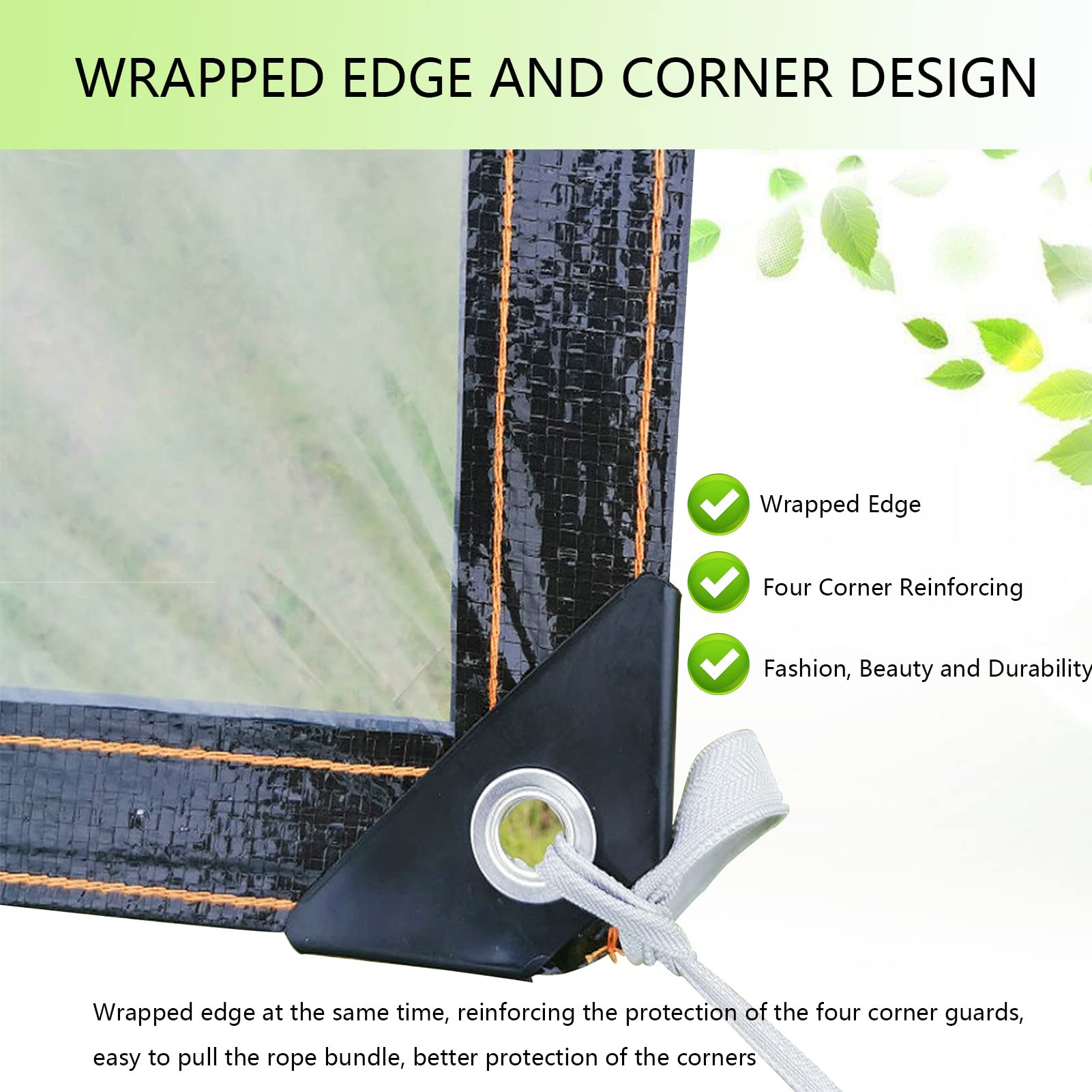 1M X 2M Tarpaulin Waterproof Tarp Sheet Cover, Transparent