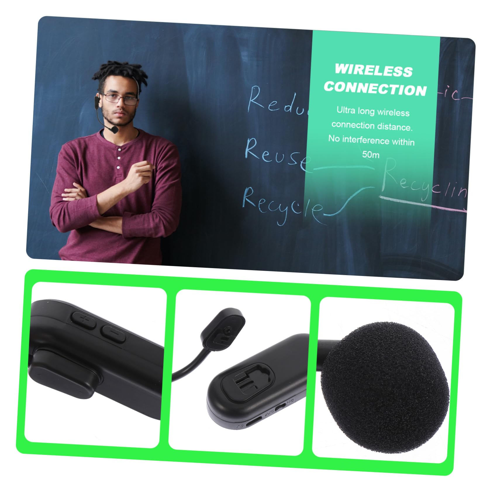 Mipcase Micrófono Inalámbrico Pequeño UHF para Profesores y Artistas, Ligero Conexión Inalámbrica, Material Abs y Batería Recargable de Larga Duración
