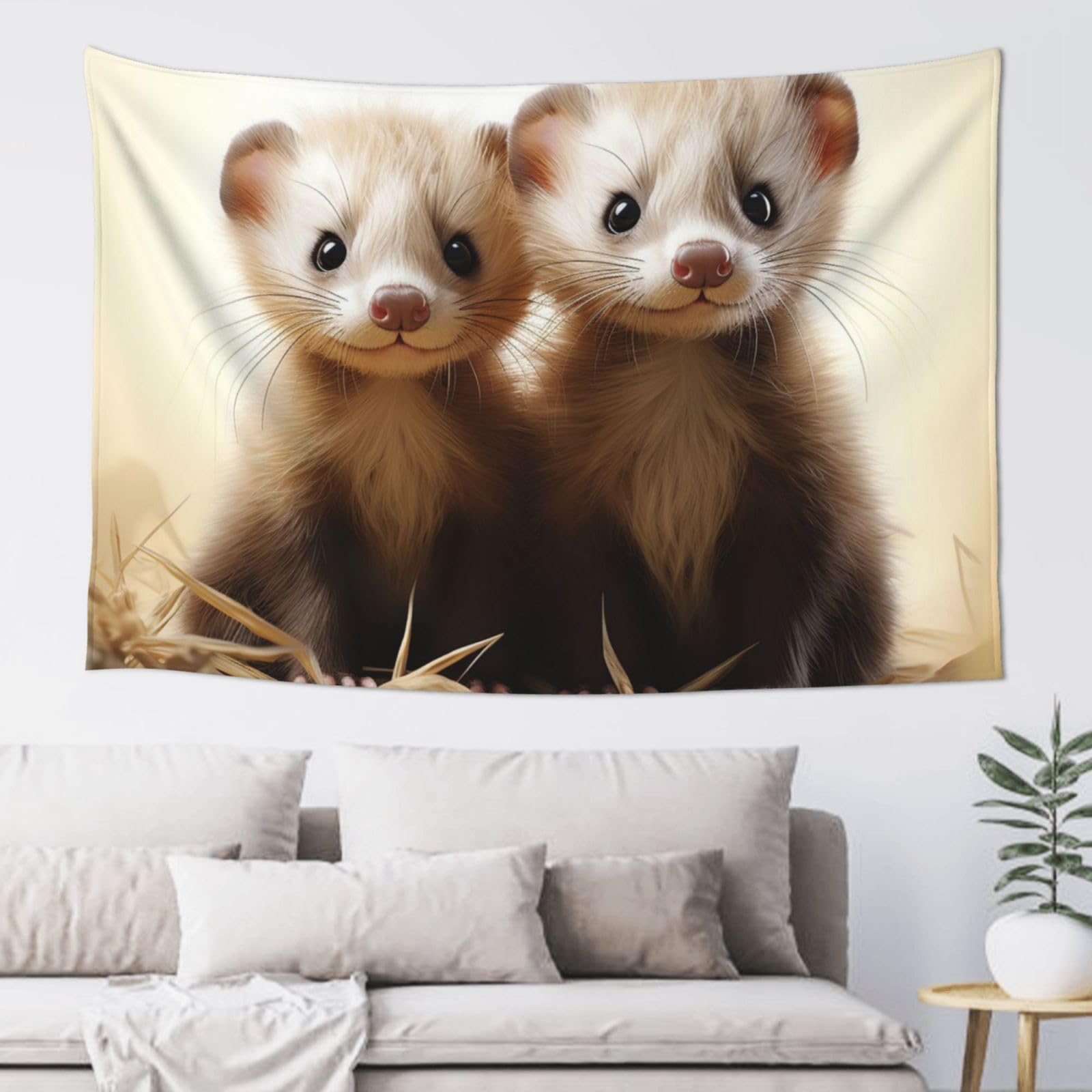QLDETUPWLX Tapestry 152x102 cm Wall Hanging for Living Room Ferrets Tapestries Home Decor Soft Aesthetic Tapestries Hanging Decor Blanket Wall Tapestry for Bedroom Dorm Indoor Outdoor