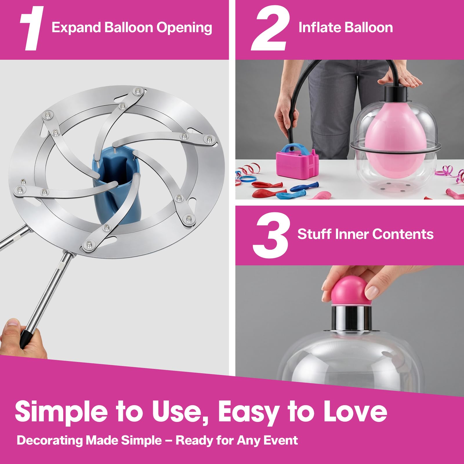 Bomba de globos eléctrica de 600 W, máquina de llenado de globos con accesorios