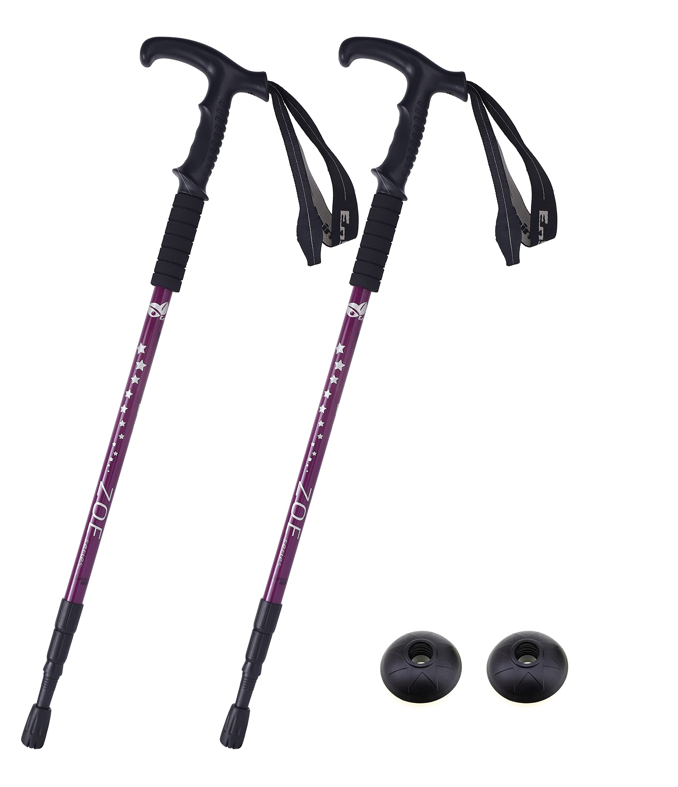 Enshine 65CM to 135CM Antishock With Handle Trekking Walking Hiking Stick Pole (Purple)