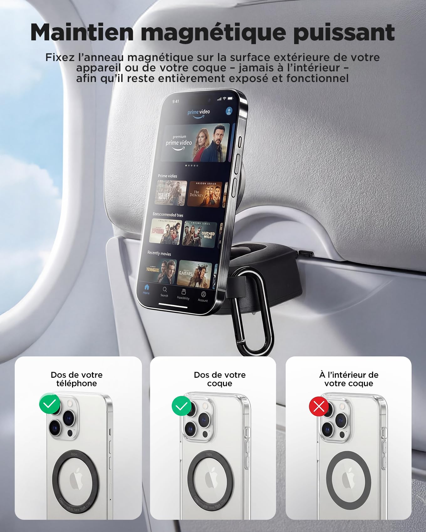 iOttie Treker Support de téléphone Portable magnétique de Poche, Support de Voyage Pliable pour visionnage Mains Libres et création de Contenu