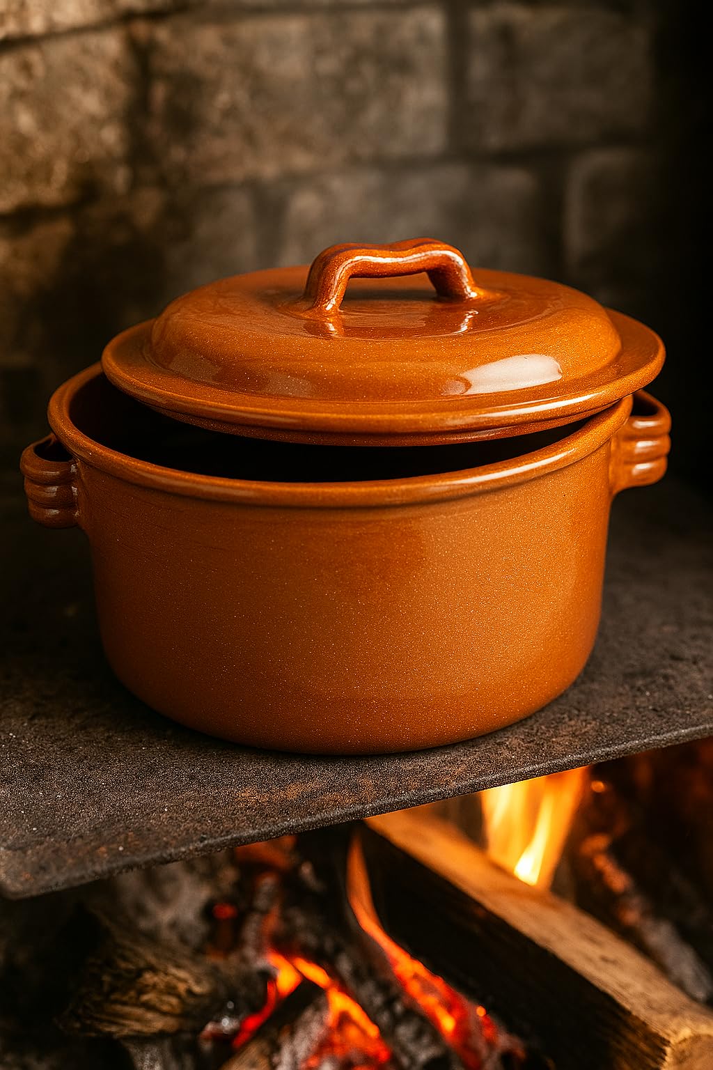 Olla Cazuela Tartera cacerola barro esmaltado 24 cms diámetro CON TAPA