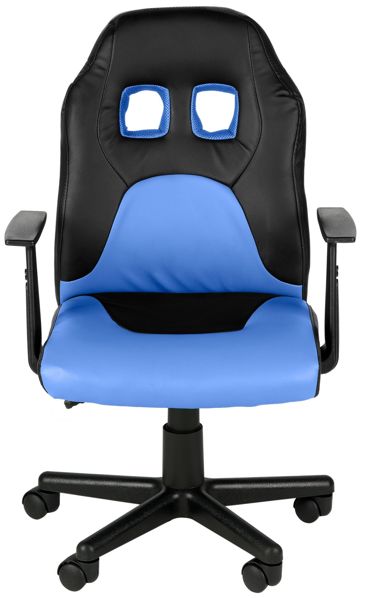 CLP Sedia ergonomica per bambini e ragazzi Fun, poltrona regolabile in altezza con rivestimento in ecopelle, braccioli rimovibili, Colore:nero/blu