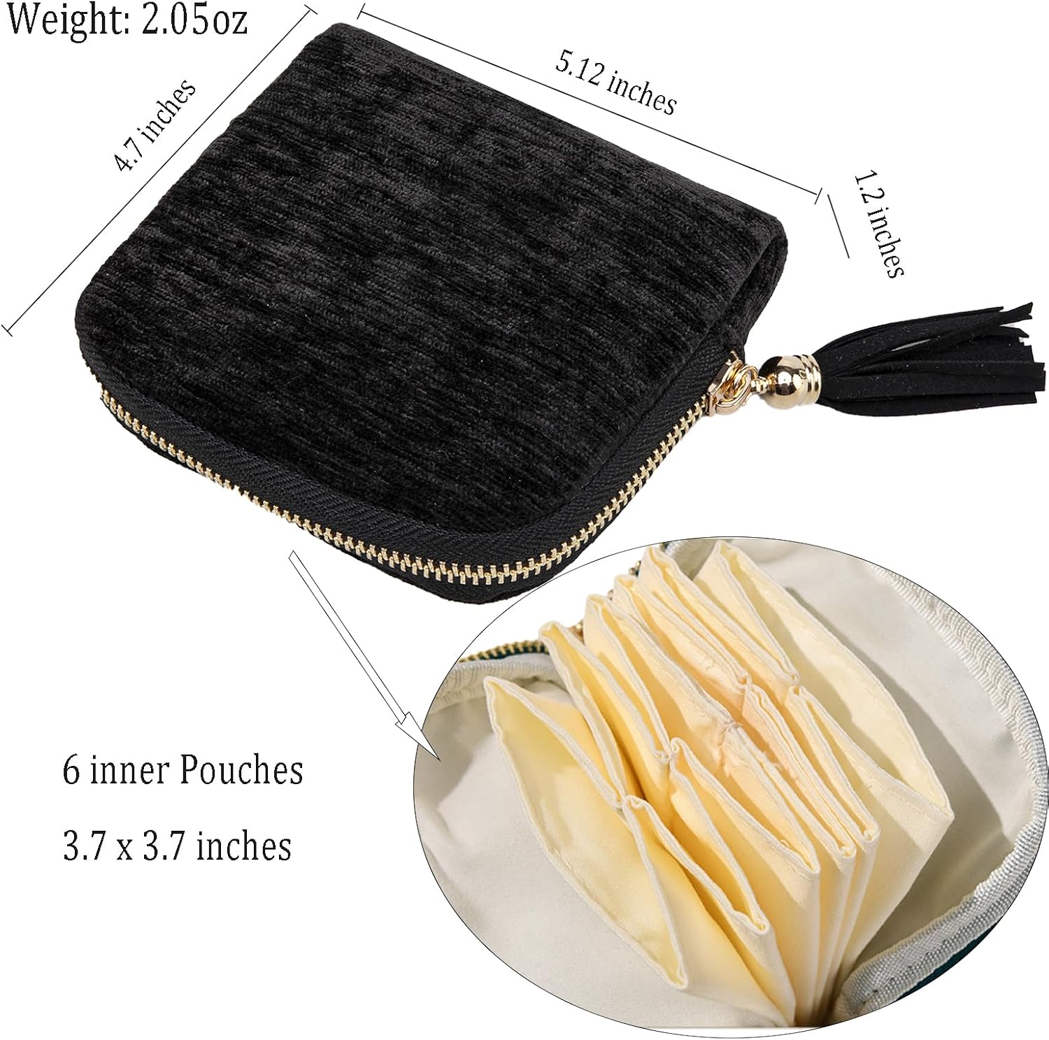 Women's Coin Purses Velvet Mini Travel Jewelry Case Bag with Tassel image 3