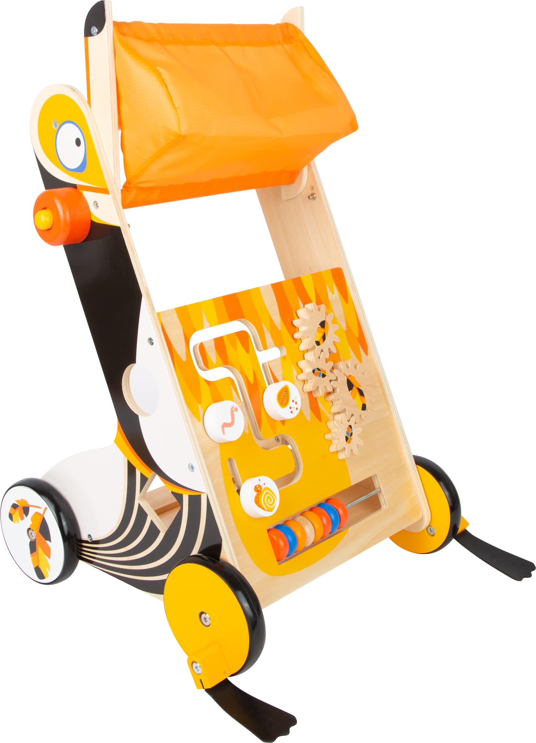 small foot Lauflernwagen Tukan aus Holz mit Bremssystem und vielseitigen Spielmöglichkeiten, für Kinder ab 1 Jahr, 11737