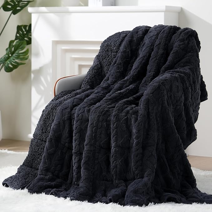 Super Fuzzy Soft Sherpa Fleece Weighted Blanket, 15 lbs Dual Sided Fluffy Heavy Weighted Blankets for Adults - No Bunching with Double Layers of Soft Inner Lining (60"x 80", 15 Pounds)