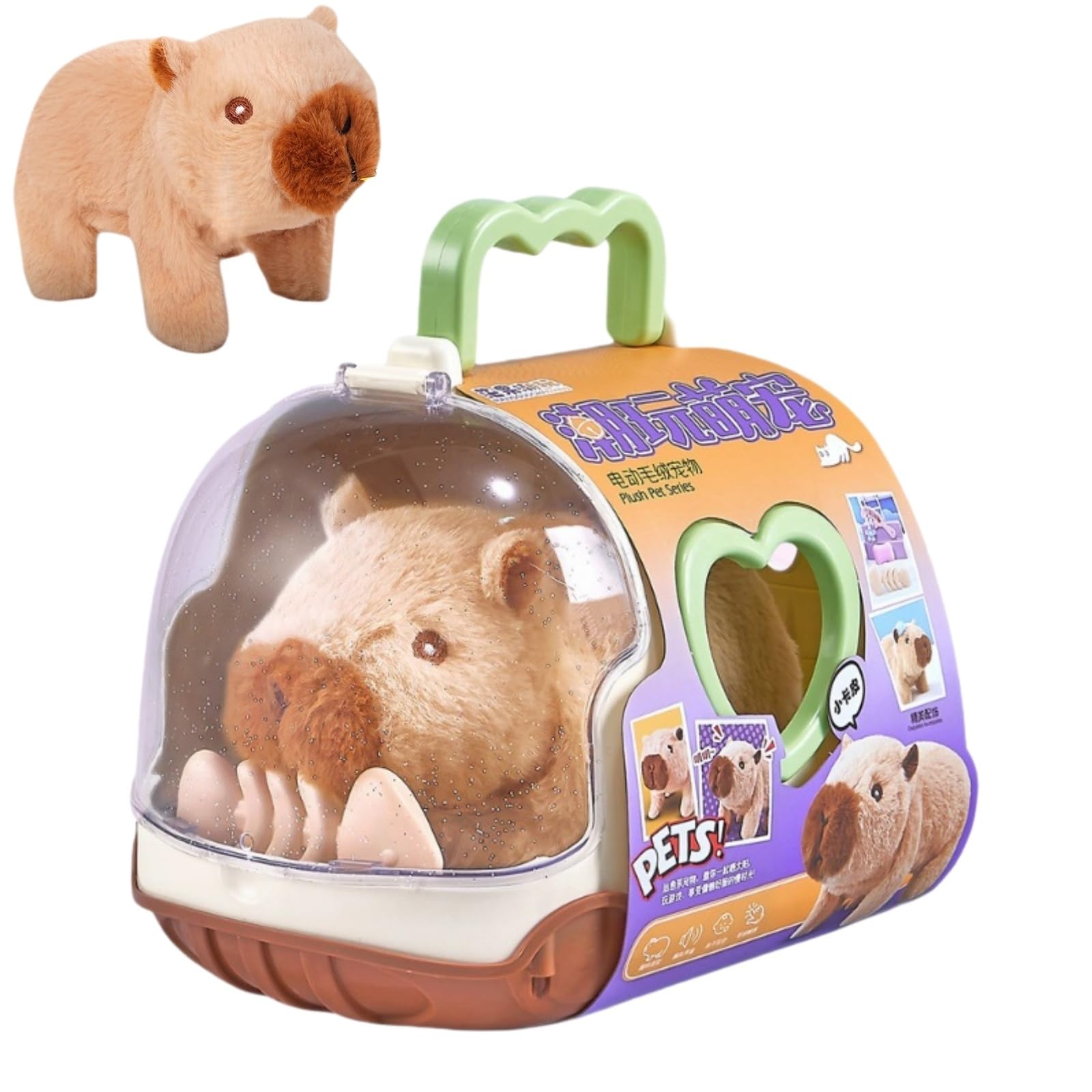Electric Pet Plush Animal Dolls Toy With Sound Soft Plush Toy For Pet Raise Animal,Electric Capybara (Brown)