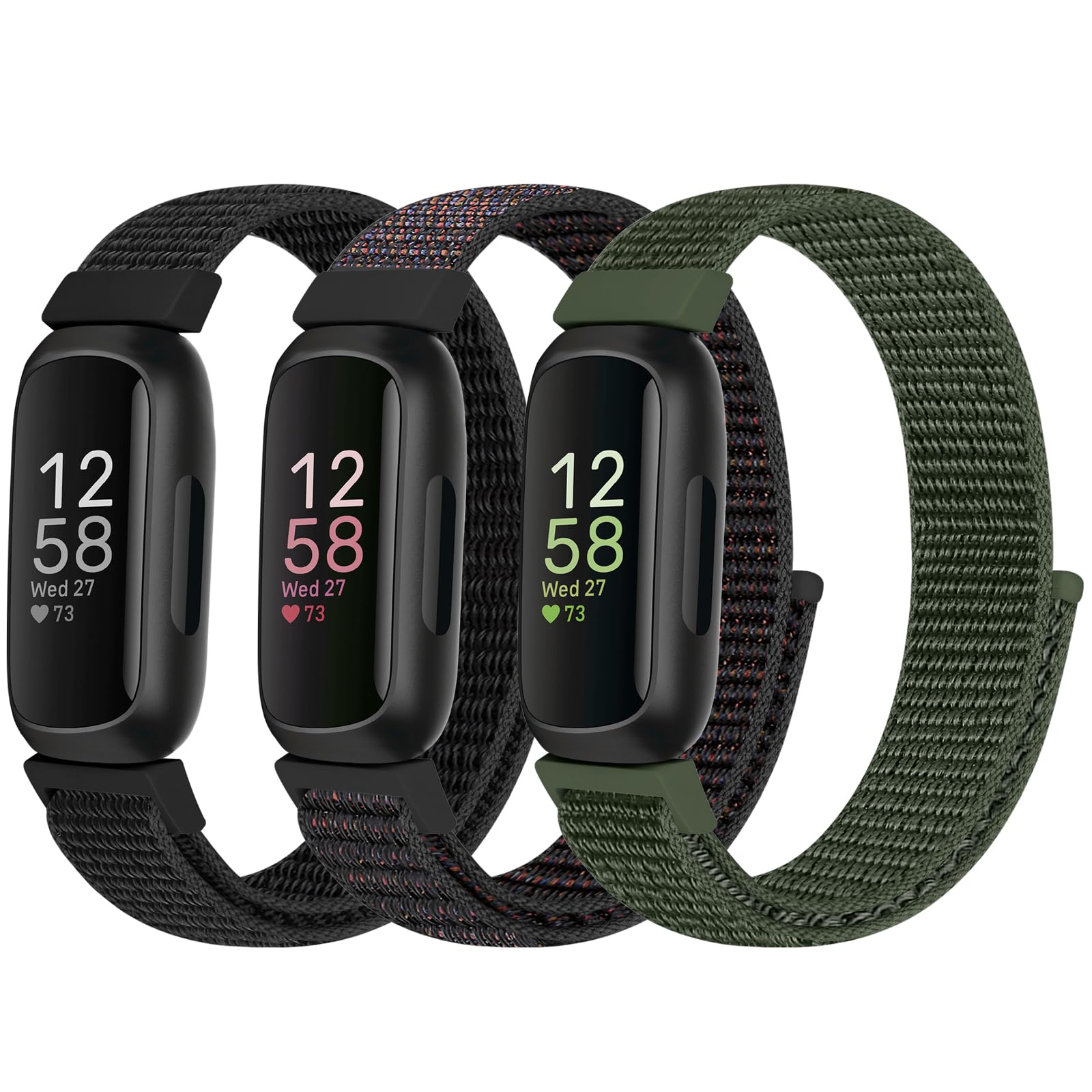 Nylon Sport Loop Straps Compatible with Fitbit Inspire 3/Inspire 2/Inspire HR/Inspire/Fitbit Ace 3/Ace 2 for Women Men Kids, Soft Nylon Band Breathable Comfortable Replacement Wristband Straps