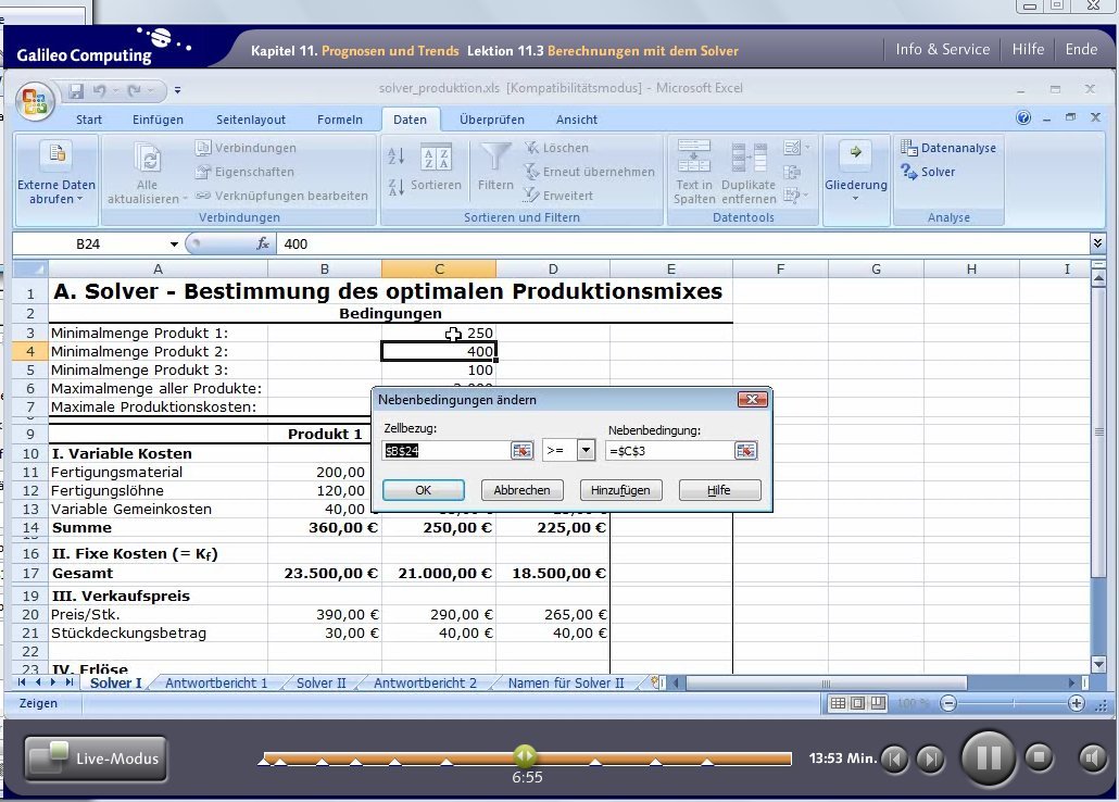 Excel 2007 professionell einsetzen. Das Video-Training für Controlling, Finanzplanung, Personalplanung, Büroeinsatz und Projektmanagement