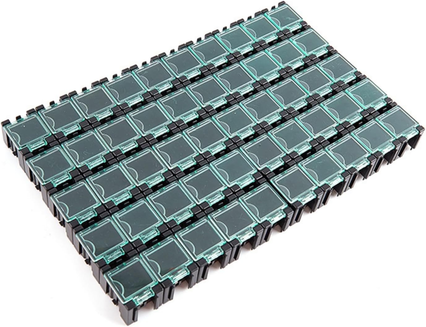 50 Pieces SMD Storage Box Modular SMD Storage Box Compartment-Style Parts Organizer with Compartments for Makers, Workshop, Black, New Model